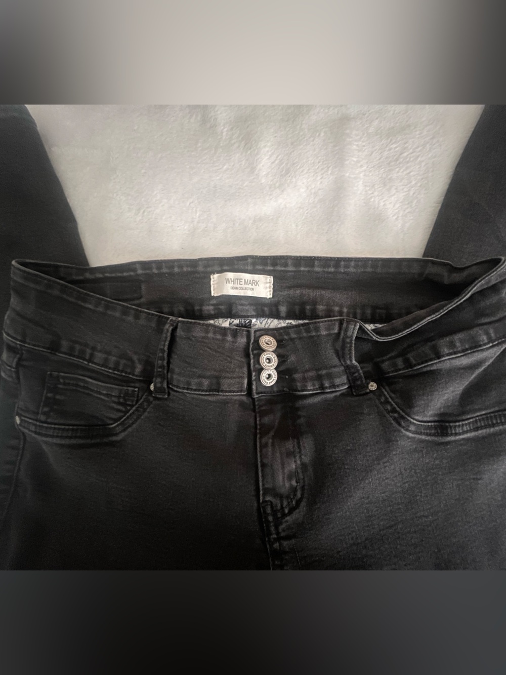 White Mark Denim Collection women’s plus size stretch skinny jeans size 16 black - Picture 9 of 9